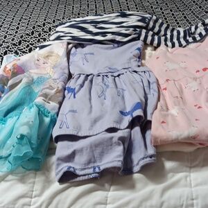 Girls' Dresses Set with Blue, Purple, and Pink Designs